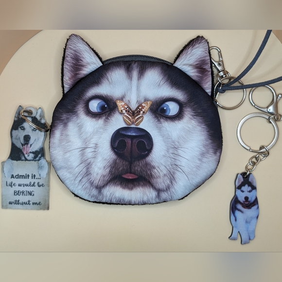 Fun Husky Lover Bundle includes coin purse + key chain / purse/bag dangler - Picture 9 of 9